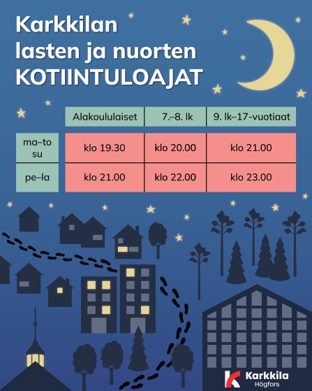 Karkkilan lasten ja nuorten kotiintuloajat